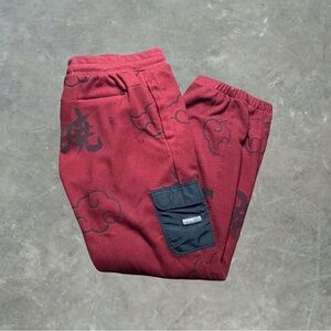 Primitive x Naruto Akatsuki AOP Fleece Sweatpants Mens Size Large Red/Black